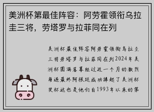 美洲杯第最佳阵容：阿劳霍领衔乌拉圭三将，劳塔罗与拉菲同在列
